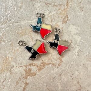 Texas Flag Charm Trio - Red Black Yellow Enamel Pendants